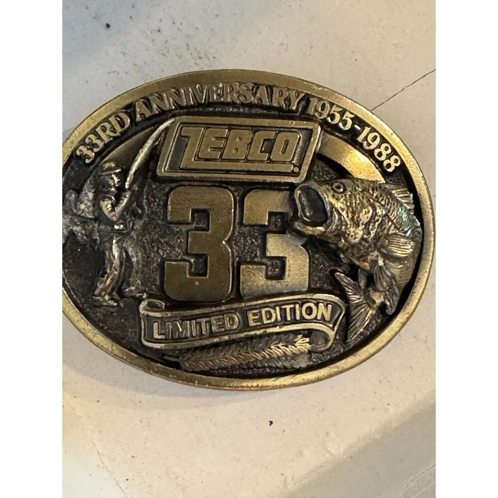 Vintage 1988 Zebco 33rd anniversary Limited Edition belt buckle RARE
